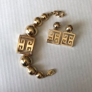 Greek key bracelet & earring set
